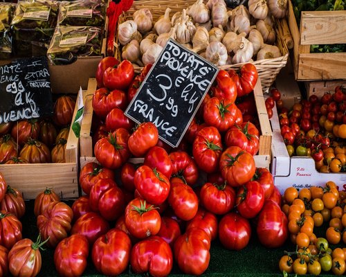 Colorful selection of fresh vegetables at a local market